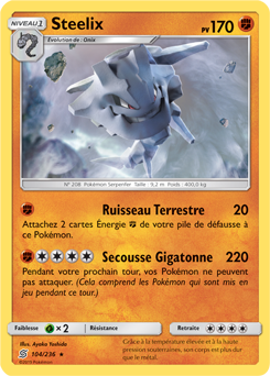Carte Pokémon Rare Steelix 104/236 de la série Harmonie des Esprits