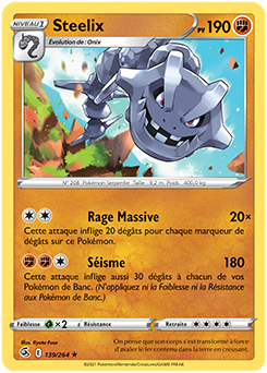 Carte Pokémon Steelix 139/264 de la série Poing de Fusion en vente au meilleur prix