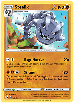 Carte Pokémon Holographique rare Steelix 139/264 de la série Poing de Fusion