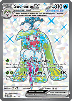 Carte Pokémon Ultra rare Sucreine ex 220/182 de la série Faille Paradoxe