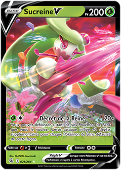 Carte Pokémon Ultra rare V Sucreine V 21/264 de la série Poing de Fusion