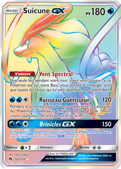 Carte Pokémon Suicune GX 220/214 de la série Tonnerre Perdu en vente au meilleur prix