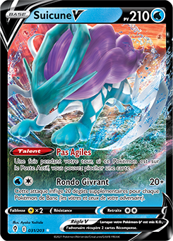 Carte Pokémon Ultra rare V Suicune V 31/203 de la série Évolution Céleste