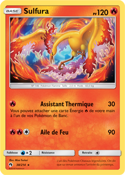 Carte Pokémon Rare Sulfura 38/214 de la série Tonnerre Perdu