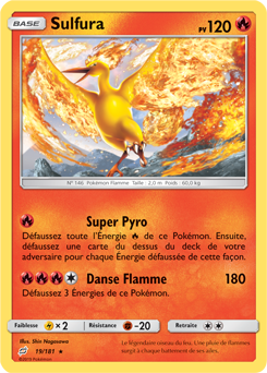 Carte Pokémon Holographique Rare Sulfura 19/181 de la série Duo de Choc