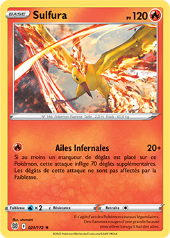 Carte Pokémon Holographique rare Sulfura 021/172 de la série Stars Étincelantes