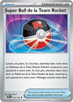 Carte Pokémon Peu commune Super Ball de la Team Rocket 175/182 de la série Rivalités Destinées