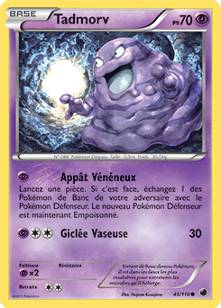 Carte Pokémon Tadmorv 45/116 de la série Glaciation Plasma en vente au meilleur prix