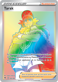Carte Pokémon Secrète Rainbow Dresseur Tarak 195/185 de la série Voltage Éclatant