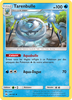 Carte Pokémon Peu commune Tarenbulle 46/149 de la série Soleil & Lune