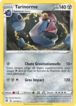 Carte Pokémon Rare Tarinorme 131/192 de la série Clash des Rebelles