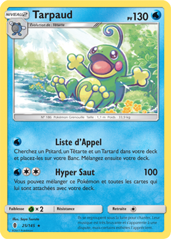 Carte Pokémon Tarpaud 25/145 de la série Gardiens Ascendants en vente au meilleur prix
