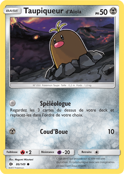 Carte Pokémon Taupiqueur d'Alola 86/149 de la série Soleil & Lune en vente au meilleur prix