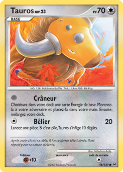 Carte Pokémon Tauros 98/127 de la série Platine en vente au meilleur prix