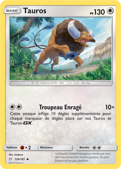 Carte Pokémon Tauros 129/181 de la série Duo de Choc en vente au meilleur prix