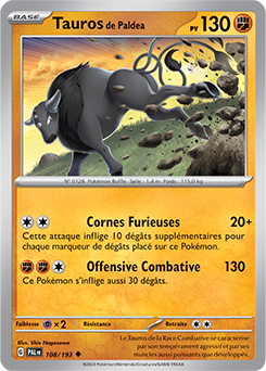 Carte Pokémon Tauros de Paldea 108/193 de la série Évolutions à Paldea en vente au meilleur prix