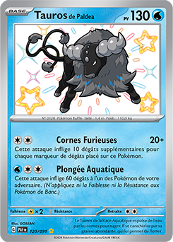 Carte Pokémon Tauros de Paldea 120/91 de la série Destinées de Paldea en vente au meilleur prix
