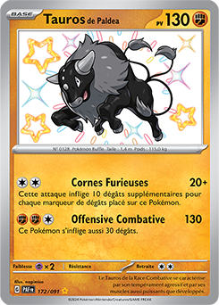 Carte Pokémon Tauros de Paldea 172/91 de la série Destinées de Paldea en vente au meilleur prix