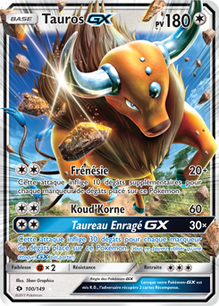 Carte Pokémon Tauros GX 100/149 de la série Soleil & Lune en vente au meilleur prix
