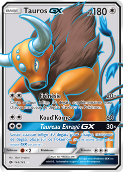 Carte Pokémon Pokémon Full Art Tauros GX 144/149 de la série Soleil & Lune