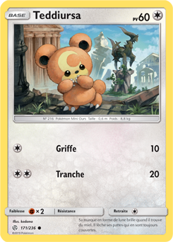 Carte Pokémon Teddiursa 171/236 de la série Éclipse Cosmique en vente au meilleur prix