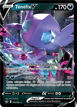 Carte Pokémon Ultra rare V Ténéfix V 120/202 de la série Épée et Bouclier
