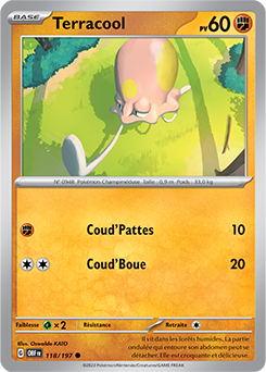Carte Pokémon Communes Terracool 118/197 de la série Flammes Obsidiennes