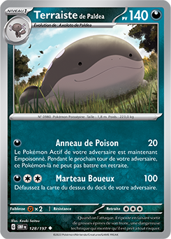 Carte Pokémon Peu commune Terraiste de Paldea 128/197 de la série Flammes Obsidiennes