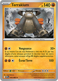 Carte Pokémon Rare Terrakium 54/86 de la série Flamme Blanche