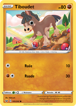 Carte Pokémon Commune Tiboudet 105/202 de la série Épée et Bouclier