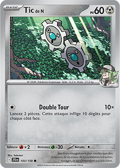 Carte Pokémon Communes Tic de N 103/159 de la série Aventures Ensemble