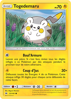 Carte Pokémon Togedemaru 53/149 de la série Soleil & Lune en vente au meilleur prix