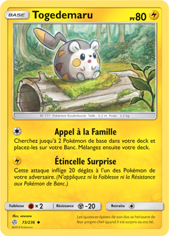 Carte Pokémon Togedemaru 73/236 de la série Éclipse Cosmique en vente au meilleur prix