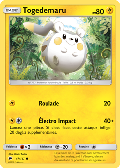 Carte Pokémon Togedemaru 47/147 de la série Ombres Ardentes en vente au meilleur prix