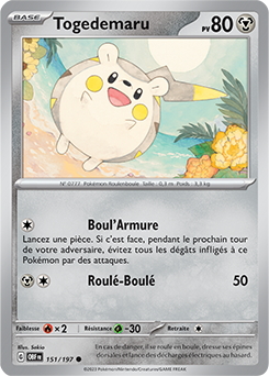 Carte Pokémon Togedemaru 151/197 de la série Flammes Obsidiennes en vente au meilleur prix