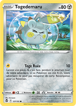 Carte Pokémon Communes Togedemaru 127/195 de la série Tempête Argentée