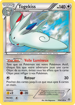 Carte Pokémon Holographique Rare Togekiss 104/135 de la série Tempête Plasma