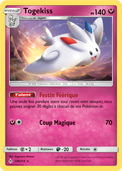 Carte Pokémon Holographique Rare Togekiss 138/214 de la série Alliance Infallible