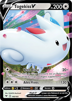 Carte Pokémon Ultra rare V Togekiss V 140/185 de la série Voltage Éclatant