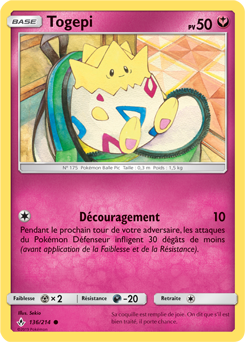 Carte Pokémon Commune Togepi 136/214 de la série Alliance Infallible
