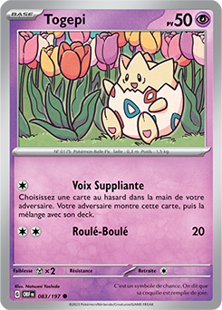 Carte Pokémon Togepi 83/197 de la série Flammes Obsidiennes en vente au meilleur prix