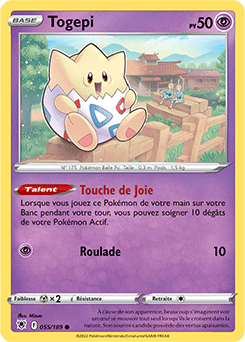 Carte Pokémon Communes Togepi 055/189 de la série Astres Radieux