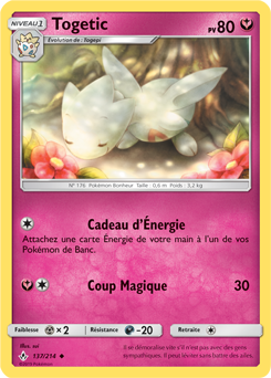 Carte Pokémon Peu commune Togetic 137/214 de la série Alliance Infallible