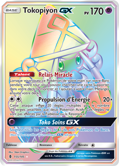 Carte Pokémon Secrète Rainbow GX Tokopiyon GX 155/145 de la série Gardiens Ascendants
