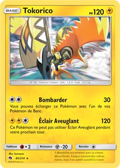 Carte Pokémon Holographique Rare Tokorico 85/214 de la série Tonnerre Perdu