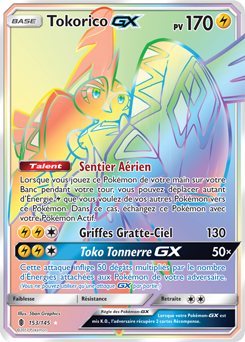 Carte Pokémon Secrète Rainbow GX Tokorico GX 153/145 de la série Gardiens Ascendants