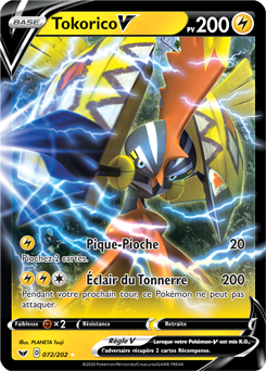 Carte Pokémon Ultra rare V Tokorico V 72/202 de la série Épée et Bouclier