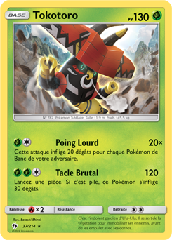 Carte Pokémon Holographique Rare Tokotoro 37/214 de la série Tonnerre Perdu