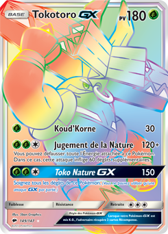 Carte Pokémon Secrète Rainbow GX Tokotoro GX 149/147 de la série Ombres Ardentes