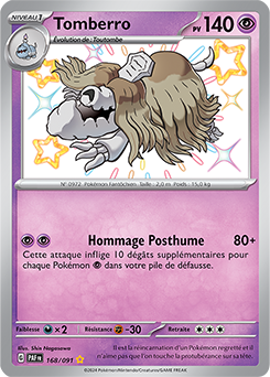 Carte Pokémon Tomberro 168/91 de la série Destinées de Paldea en vente au meilleur prix